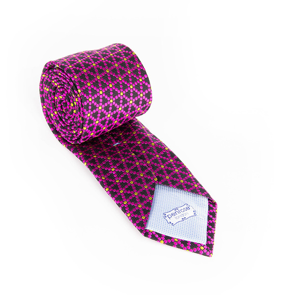PENROSE BLACK, VIOLET, YELLOW PAISLEY TIE | MENS - Picture 2 of 4
